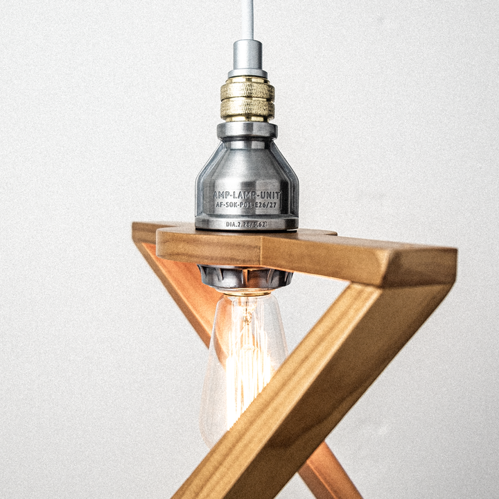 AMP WOODEN SHADE LAMP DUO STD AL