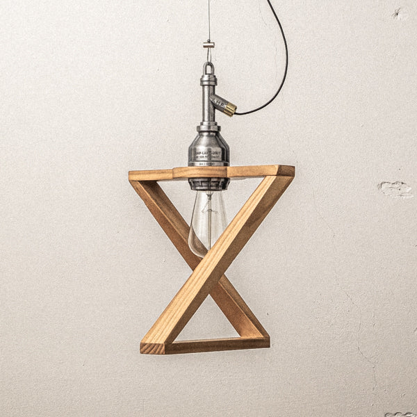 AMP WOODEN SHADE LAMP DUO WIRE AL