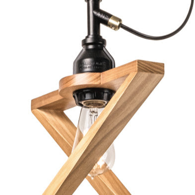 AMP WOODEN SHADE LAMP DUO WIRE BK