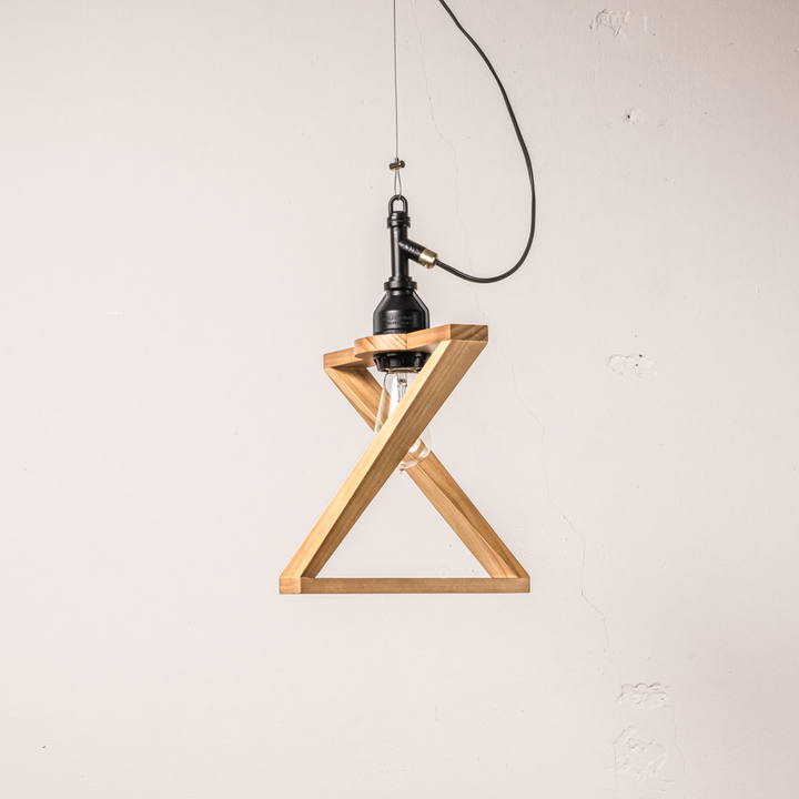 AMP WOODEN SHADE LAMP DUO WIRE BK