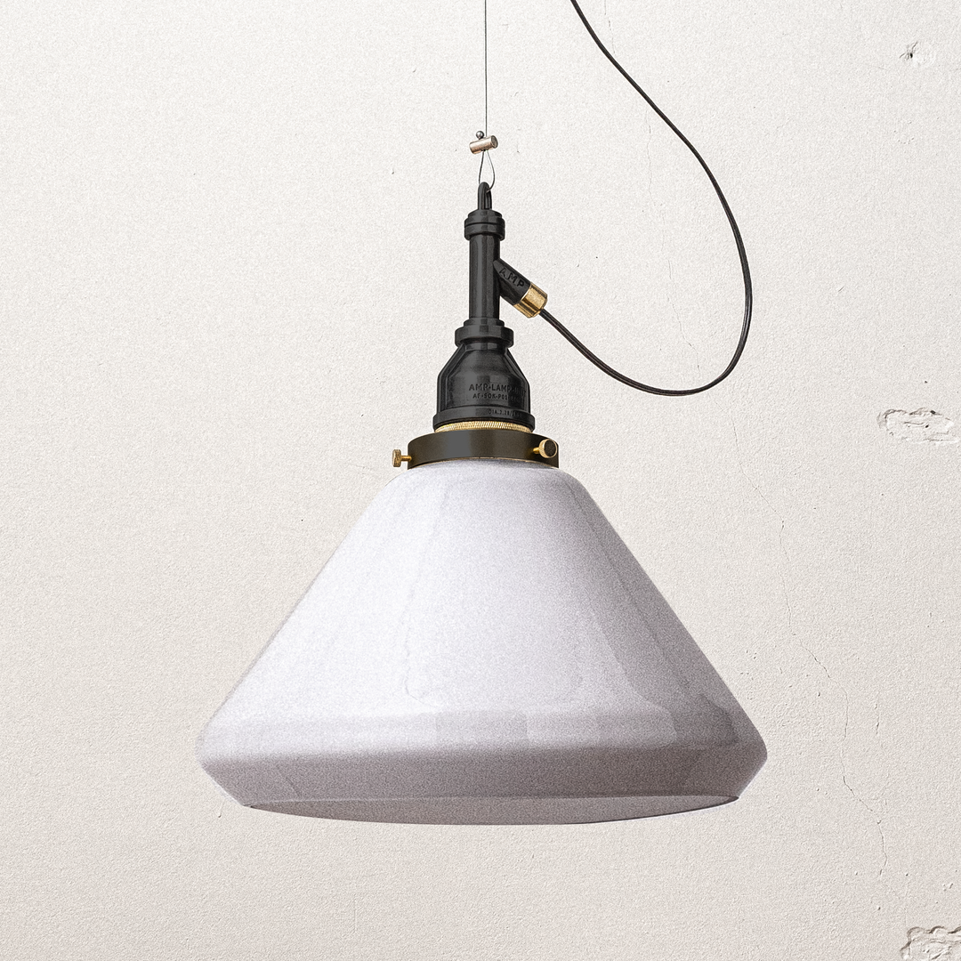 AMP GLASS LAMP LARGE WIRE BK